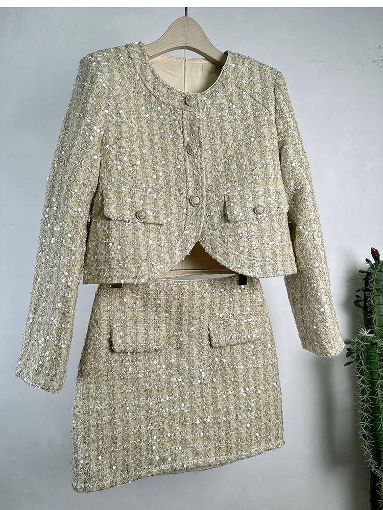 Chaqueta de tweed con botones y minifalda Rosalie