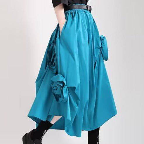 Lydia Elastic Waist Irregular Floral Ruffle Hem Skirt - Hot fashionista