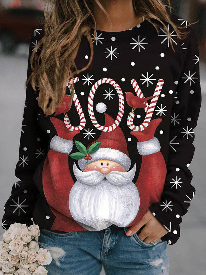 Minerva Long Sleeve Round Neck Christmas Print Sweatshirt - Hot fashionista