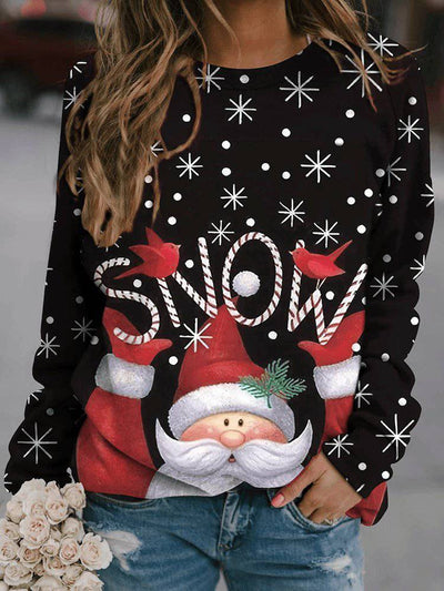 Sudadera con cuello redondo y manga larga con estampado navideño Minerva 