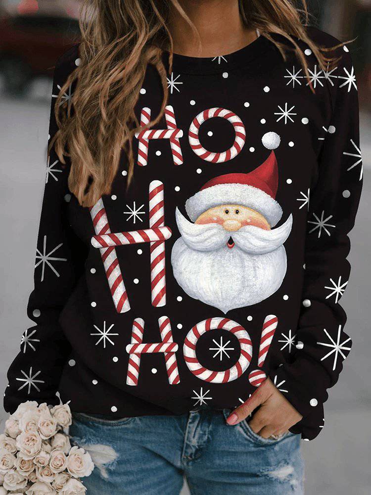 Sudadera con cuello redondo y manga larga con estampado navideño Minerva 