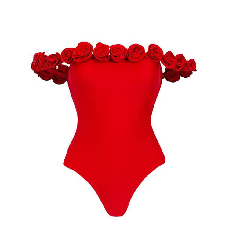 Maillot de bain une pièce à épaules dénudées et motif floral Wendy