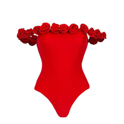 Maillot de bain une pièce à épaules dénudées et motif floral Wendy