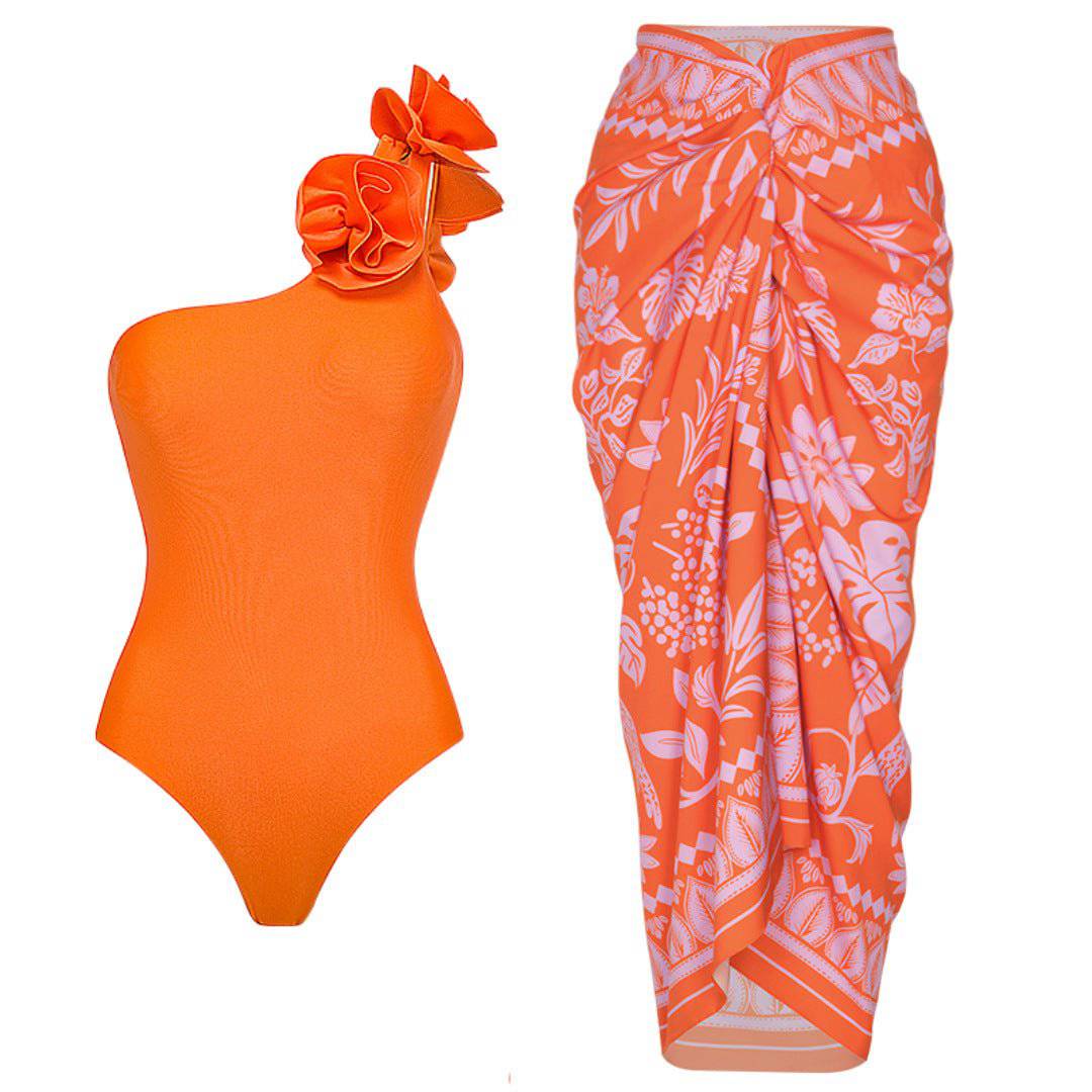 Maillot de bain une pièce asymétrique à imprimé floral Faith et jupe cache-maillot à imprimé floral