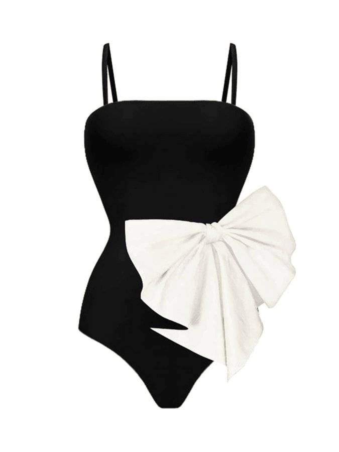 Taylor Bowknot Retro Beach Bathing One Piece Swimsuit - Hot fashionista