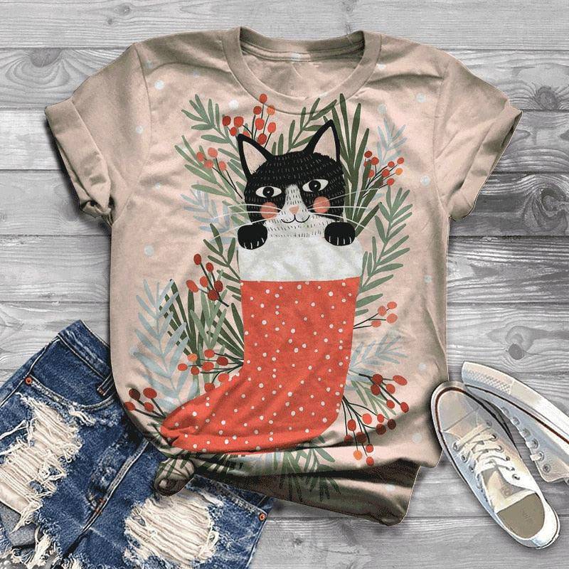 Hailie Allover Print O-neck Short Sleeve T-shirt - Hot fashionista