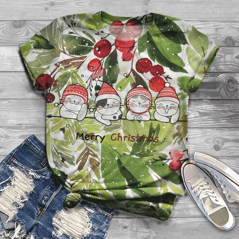 Hailie Allover Print O-neck Short Sleeve T-shirt - Hot fashionista