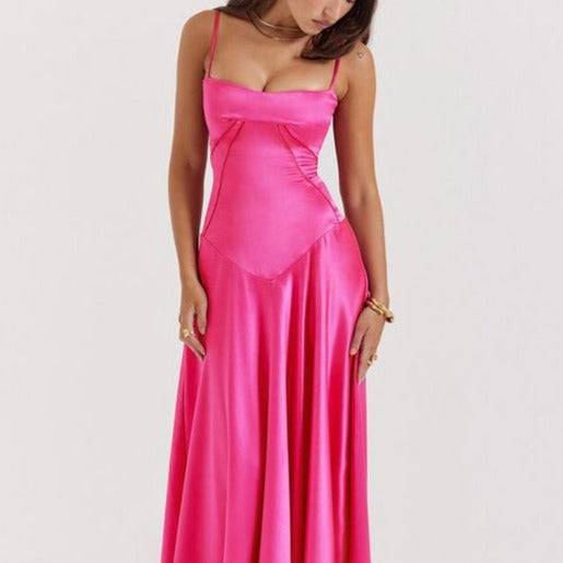 Faye Fitted-bodice Lace-up Satin Maxi Dress - Hot fashionista