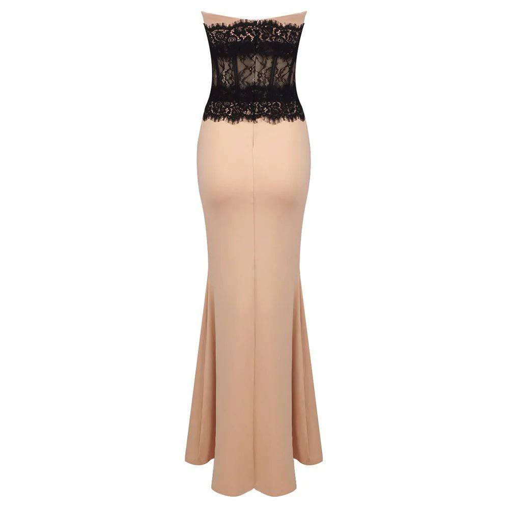 Jade Strapless Bustier Lace Corset  Maxi Dress - Hot fashionista