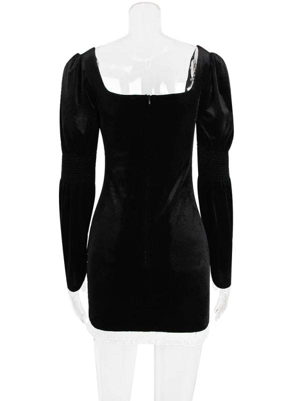 Jayde Long-sleeved Square Neck Hip-hugging Dress - Hot fashionista