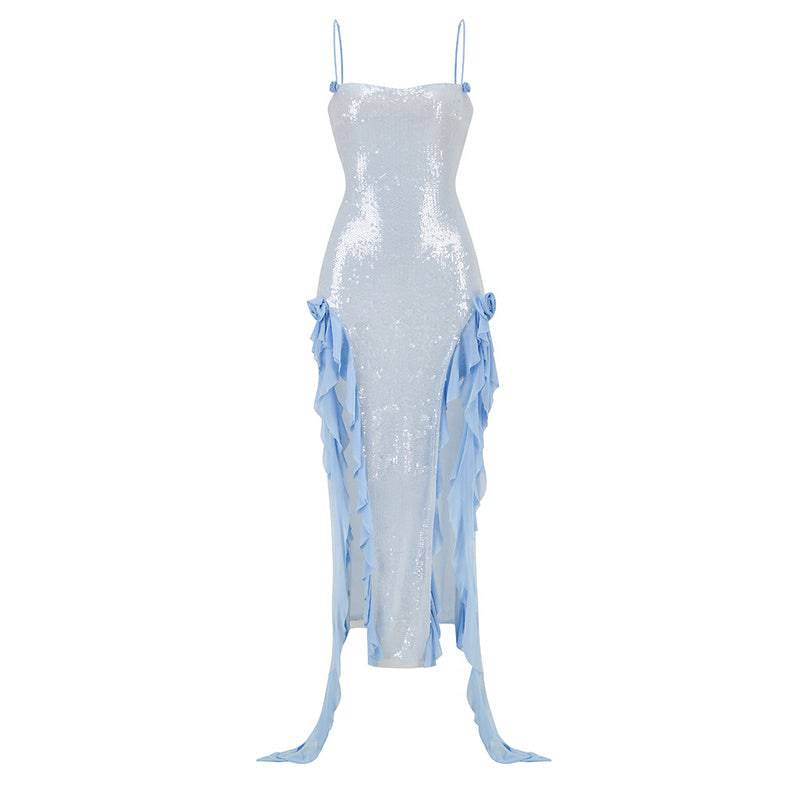 Robe transparente à volants et sequins Katherine