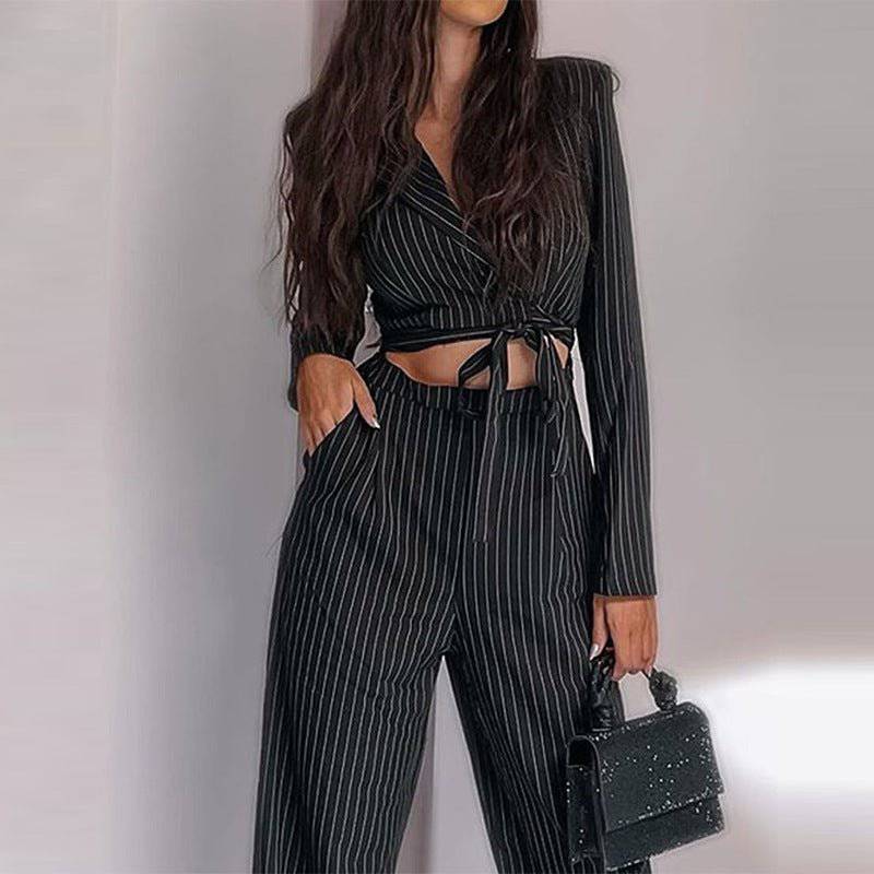 Kitty Even Keeled Pinstripe Trouser Pant Set - Hot fashionista