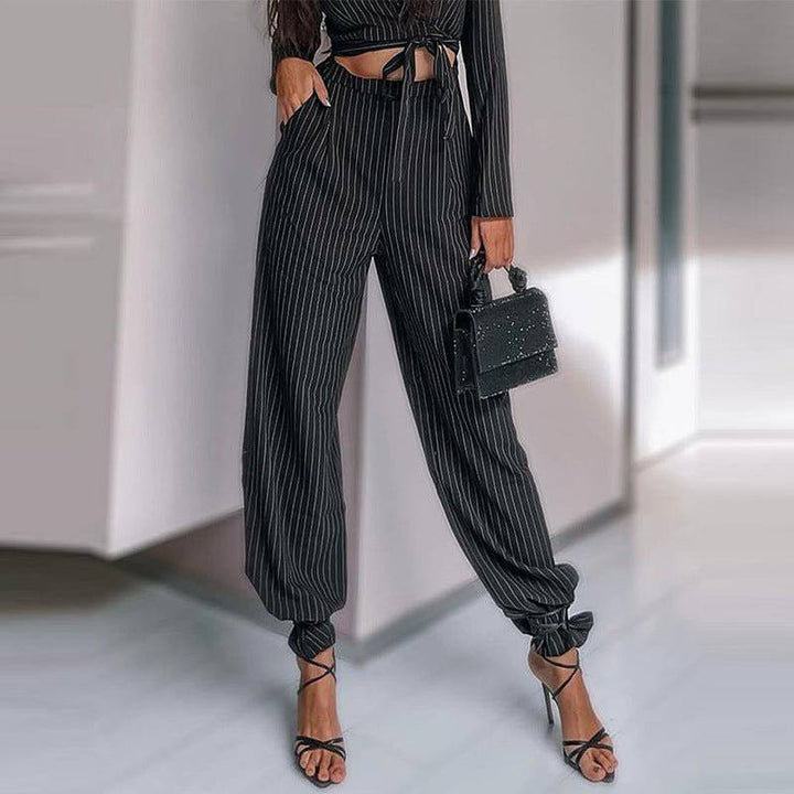 Kitty Even Keeled Pinstripe Trouser Pant Set - Hot fashionista