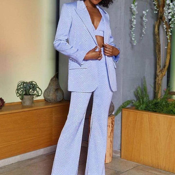 Margie Three Piece Bralette & Blazer Top With Long Pants - Hot fashionista