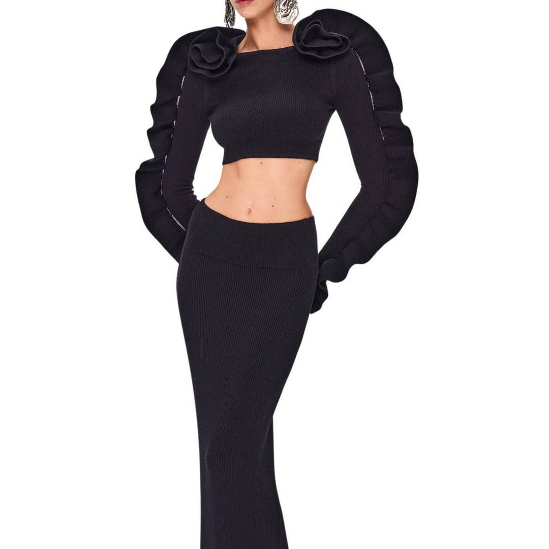 Montie Long Sleeve Ruffle Skirt Set - Hot fashionista