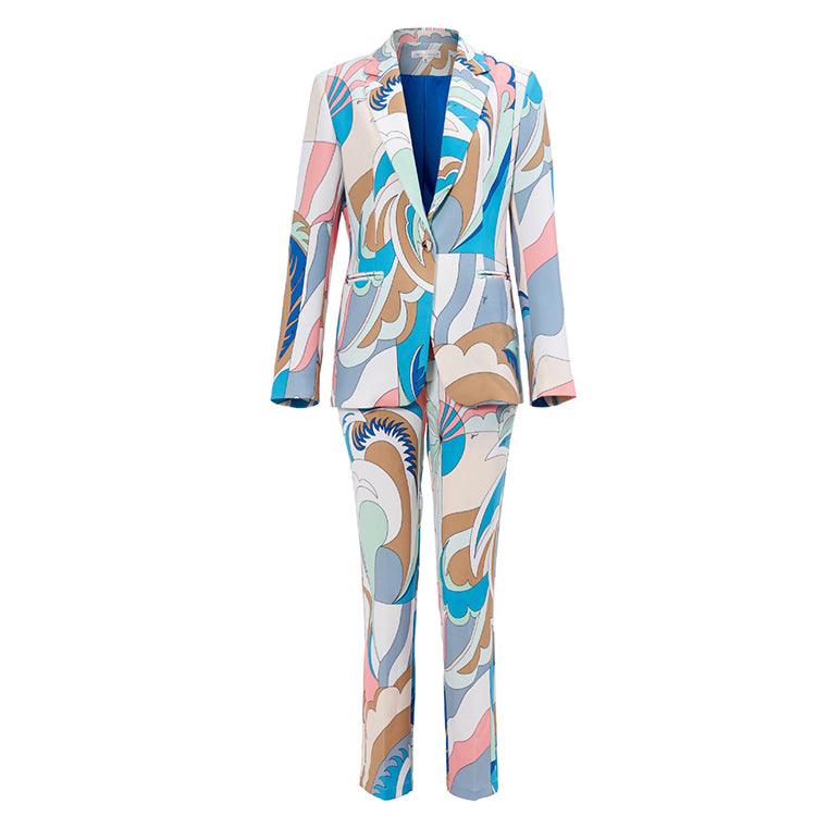 Tisha Allover Print Singe Breasted Blazer & Pants Set - Hot fashionista