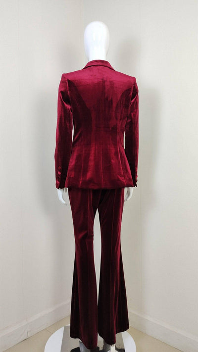 Viola Velvet Blazer Top & Flare Pants Set