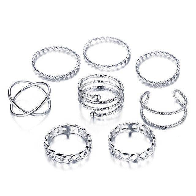 Claire Assorted 8-pieces Rings Set