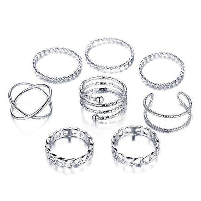 Juego de anillos surtidos Claire de 8 piezas 