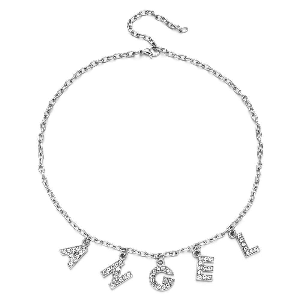 Collier pendentif lettre strass Skyler 