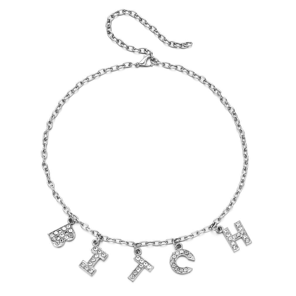 Collier pendentif lettre strass Skyler 