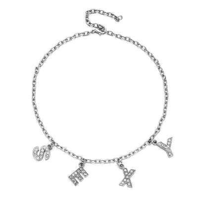 Collier pendentif lettre strass Skyler 