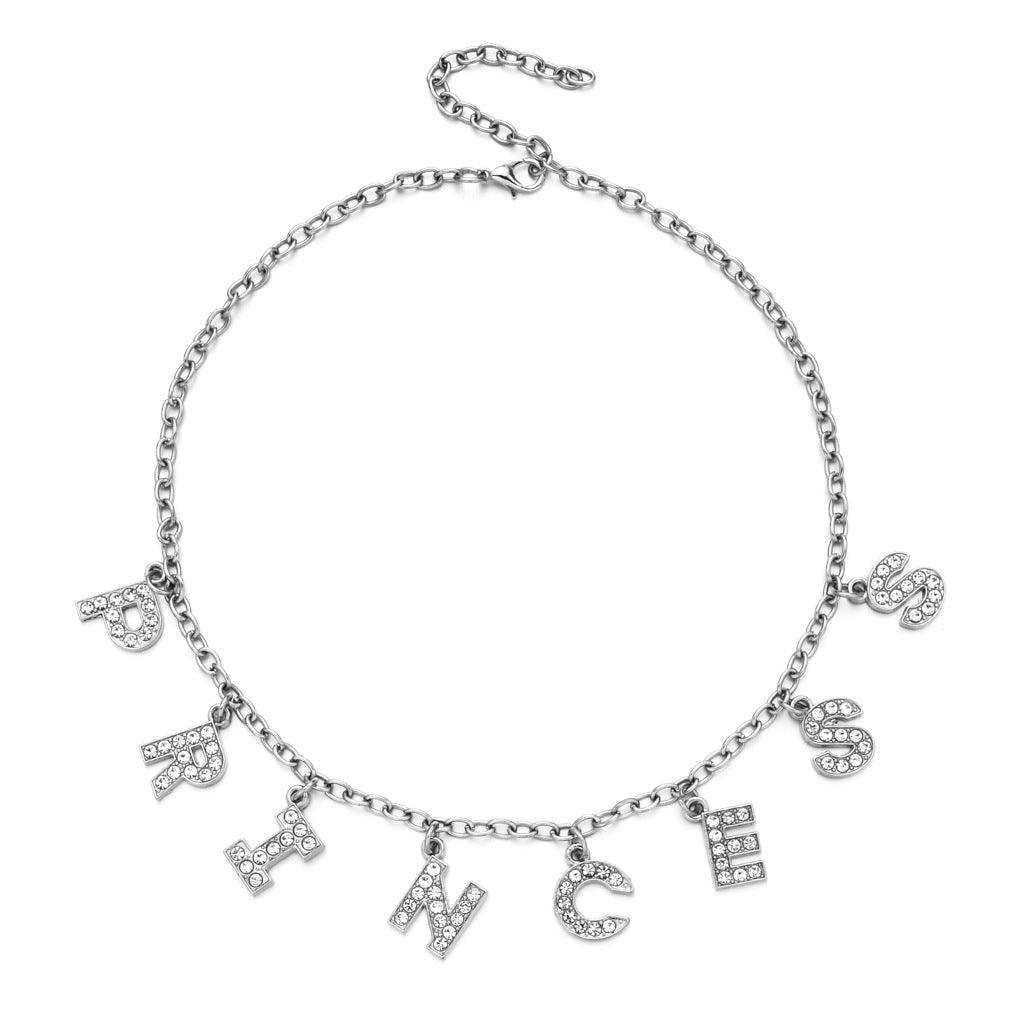 Collier pendentif lettre strass Skyler 