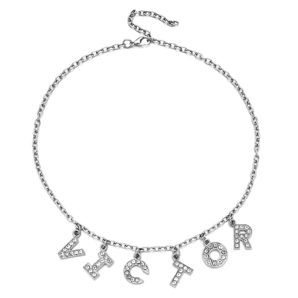 Collier pendentif lettre strass Skyler 