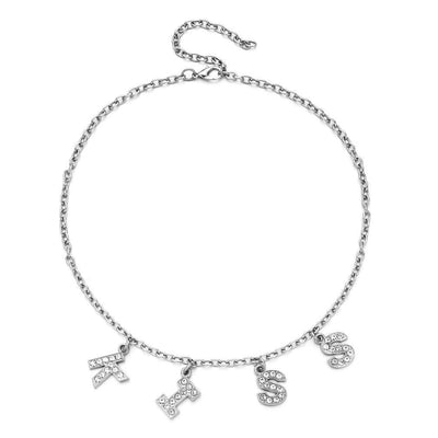 Collier pendentif lettre strass Skyler 