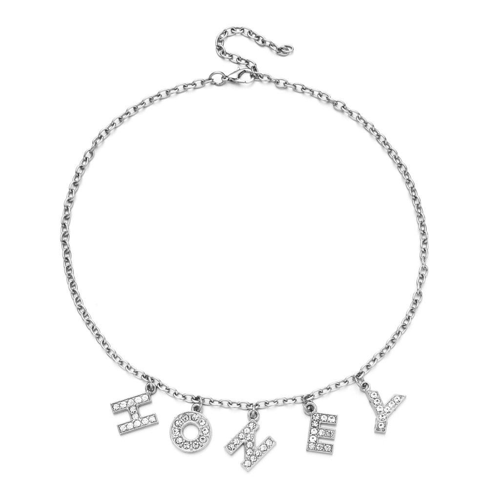 Collier pendentif lettre strass Skyler 