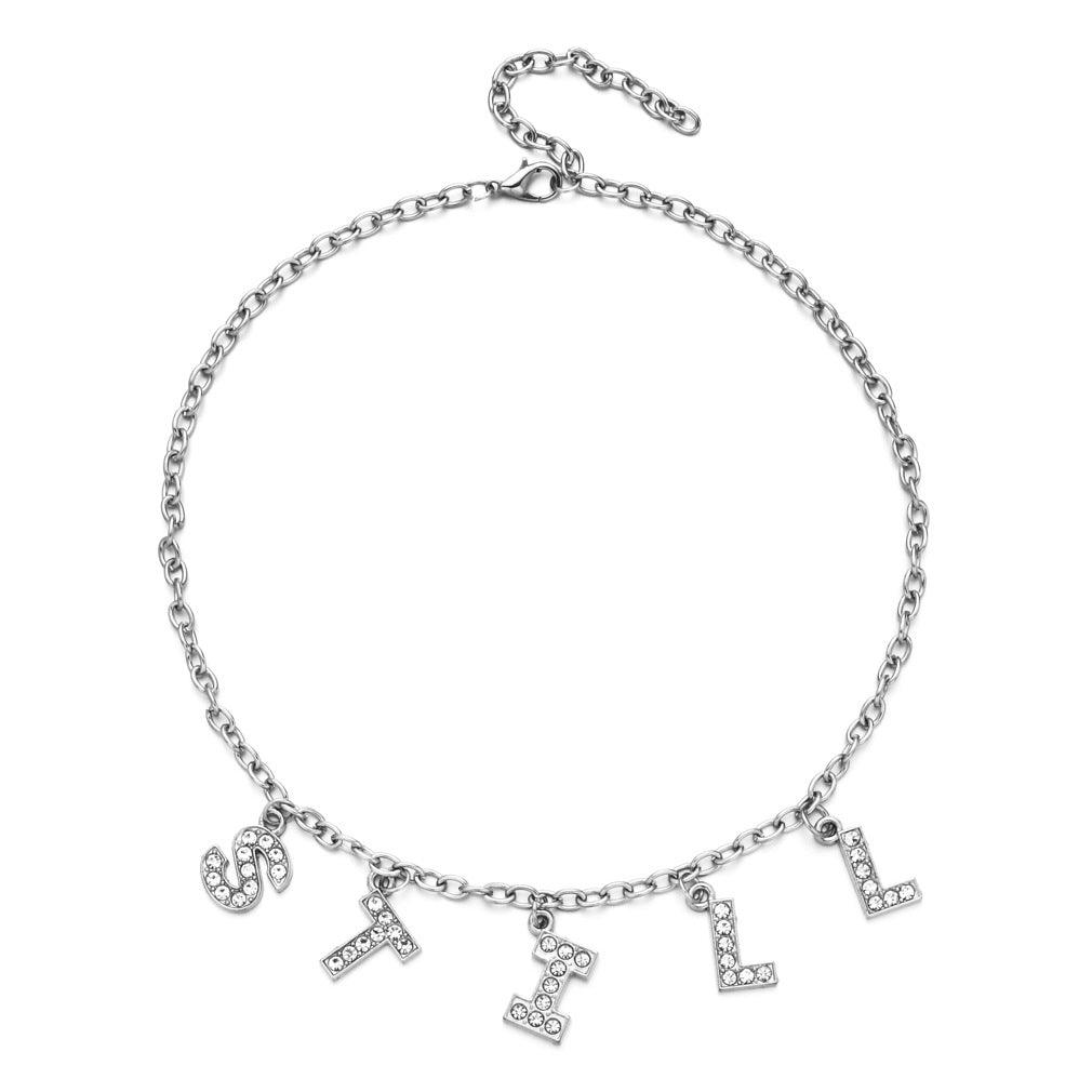 Collier pendentif lettre strass Skyler 