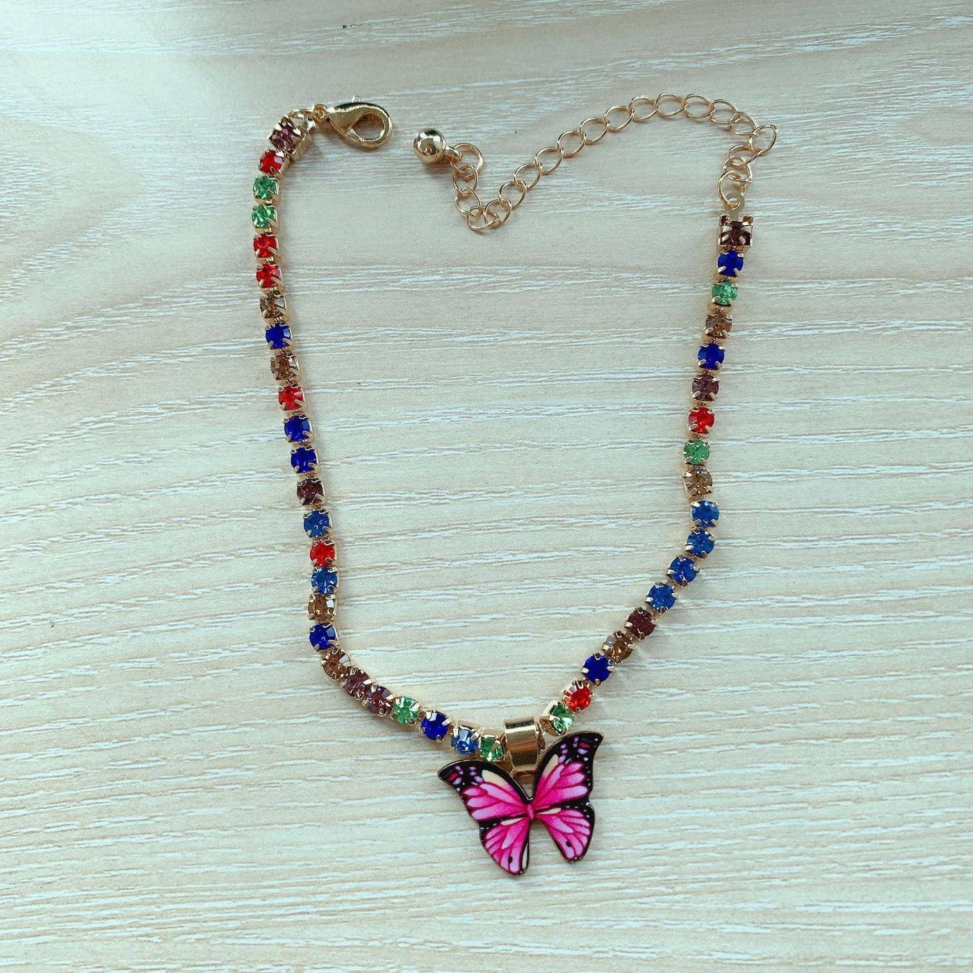 Brynne Rhinestone Butterfly Pendant Anklet