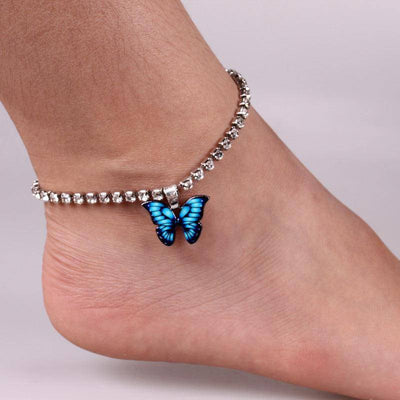 Brynne Rhinestone Butterfly Pendant Anklet