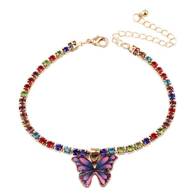 Brynne Rhinestone Butterfly Pendant Anklet