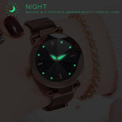 Reloj de acero de lujo Elena Starry Sky 