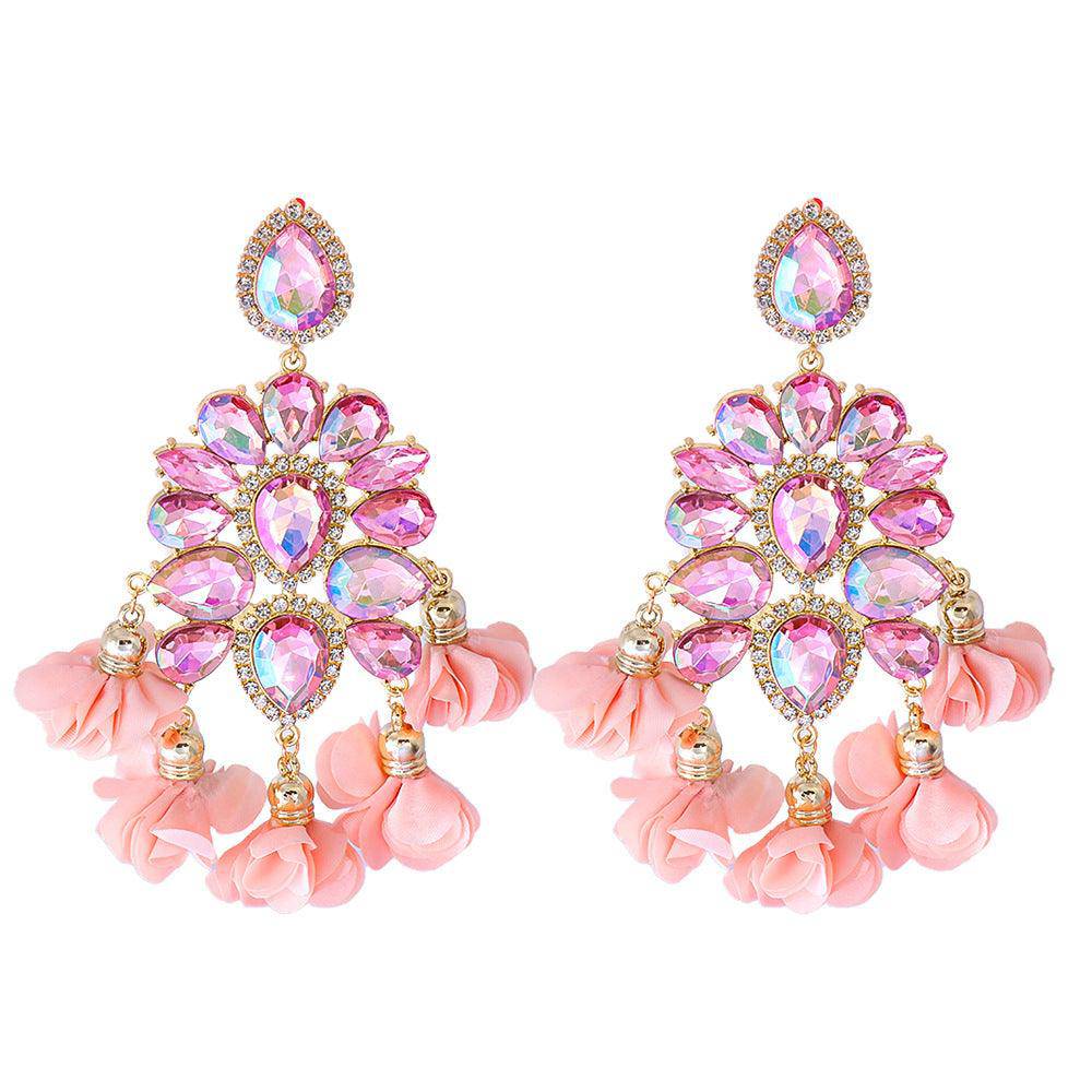 Boucles d'Oreilles Cristal Lustre Fantaisie 