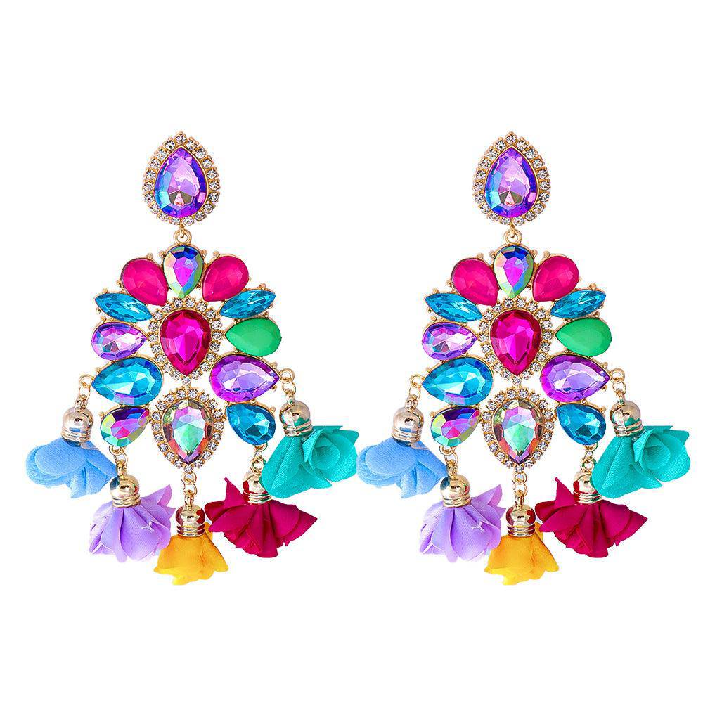 Boucles d'Oreilles Cristal Lustre Fantaisie 