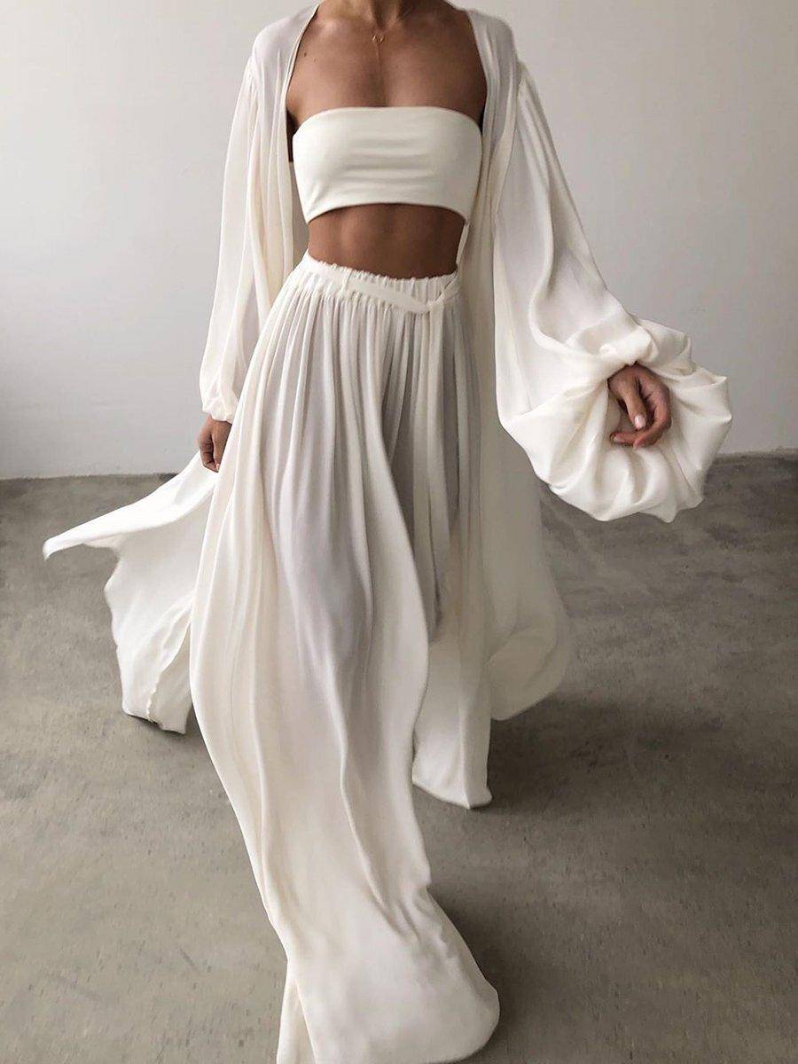 Maci Loose Wide Pants 3-piece Pants Set - Hot fashionista