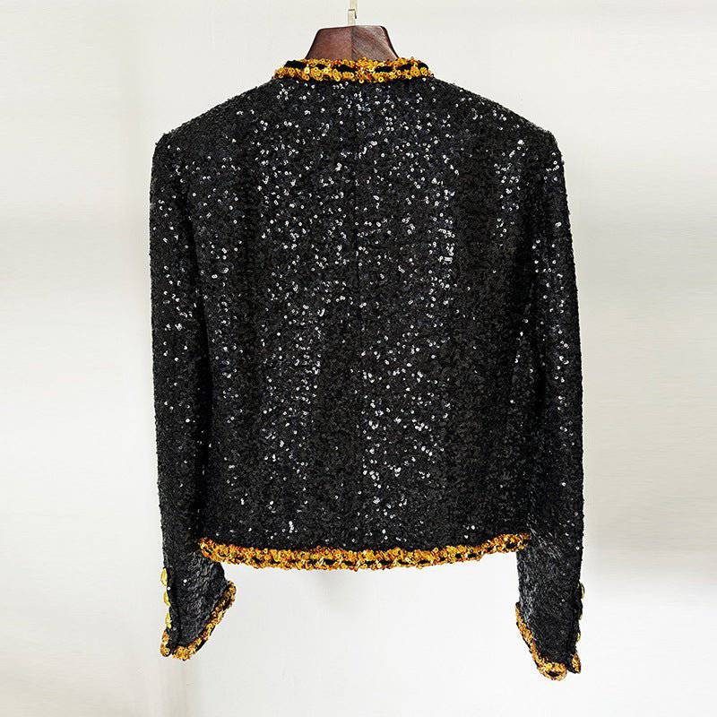 Veste à paillettes à manches longues et doublure dorée Natasha 