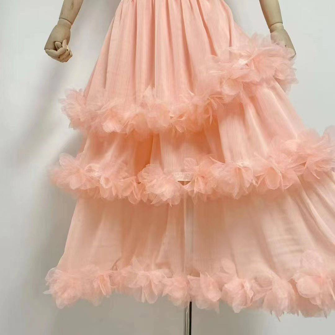 Robe de soirée à volants et col licou Meadow 