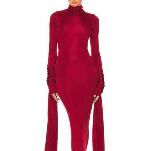 Hattie Draped Turtle Neck Maxi Dress - Hot fashionista