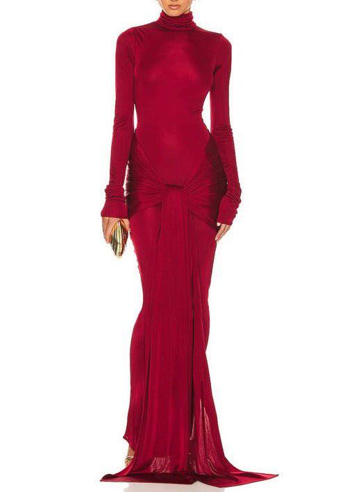 Hattie Draped Turtle Neck Maxi Dress - Hot fashionista