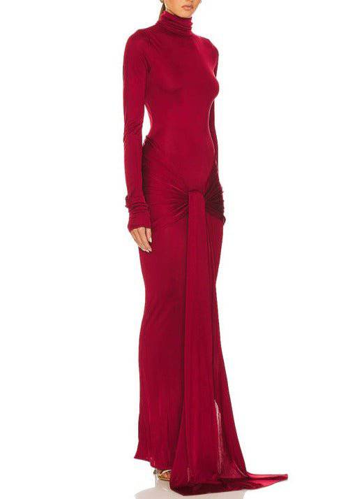 Hattie Draped Turtle Neck Maxi Dress - Hot fashionista