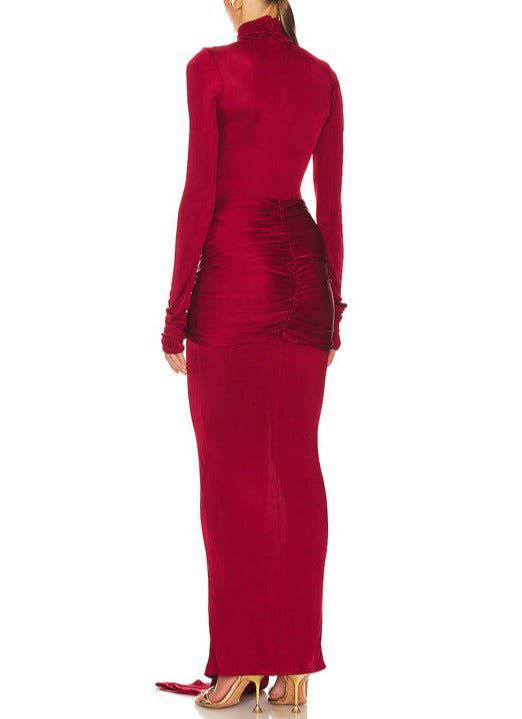 Hattie Draped Turtle Neck Maxi Dress - Hot fashionista