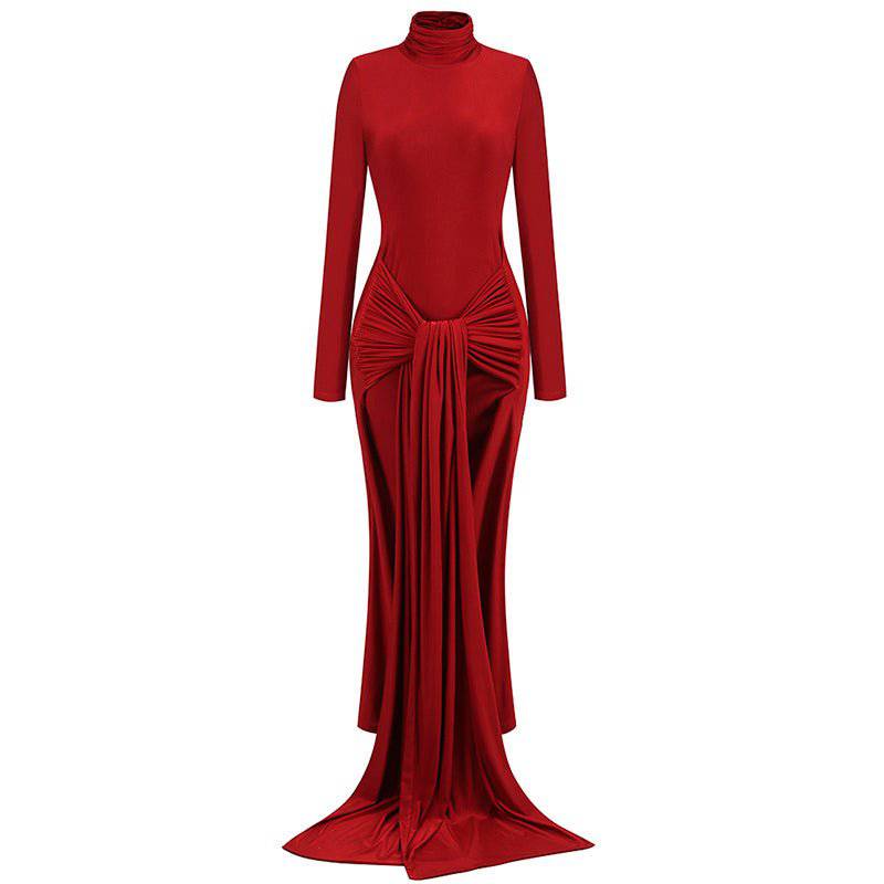 Hattie Draped Turtle Neck Maxi Dress - Hot fashionista