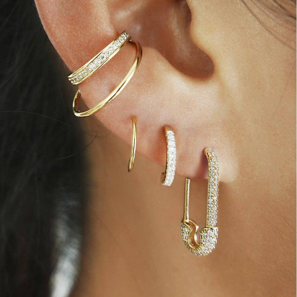 Dina U-shaped Pin Studded Earrings