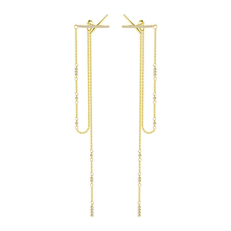 Kasandra Cross Tassel Chain Earrings