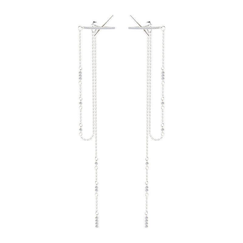 Kasandra Cross Tassel Chain Earrings