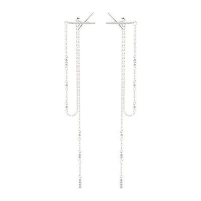 Kasandra Cross Tassel Chain Earrings