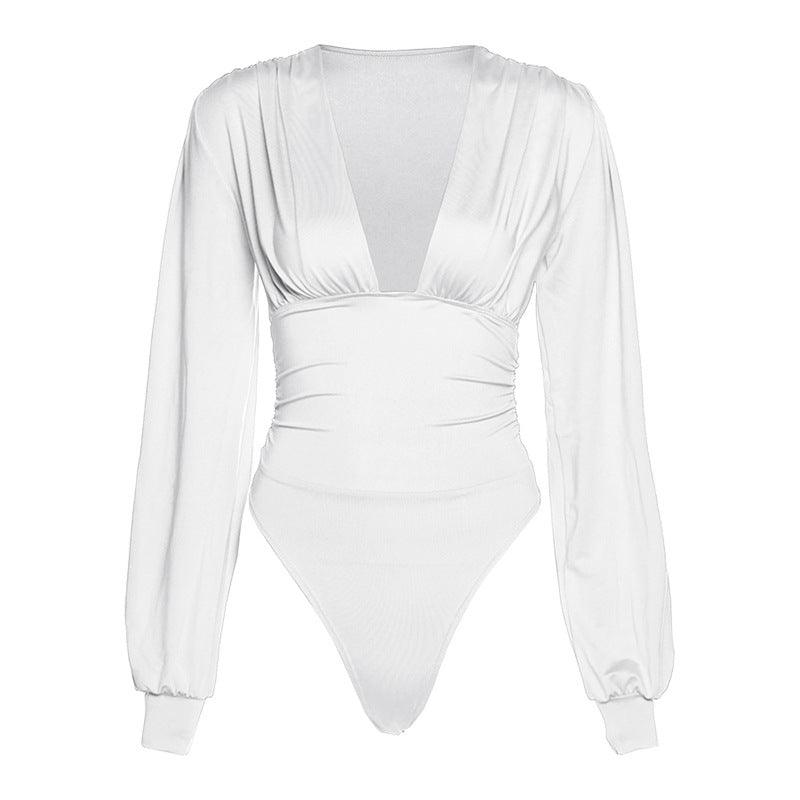 Tatiana Solid Bishop Sleeves Deep V Body 